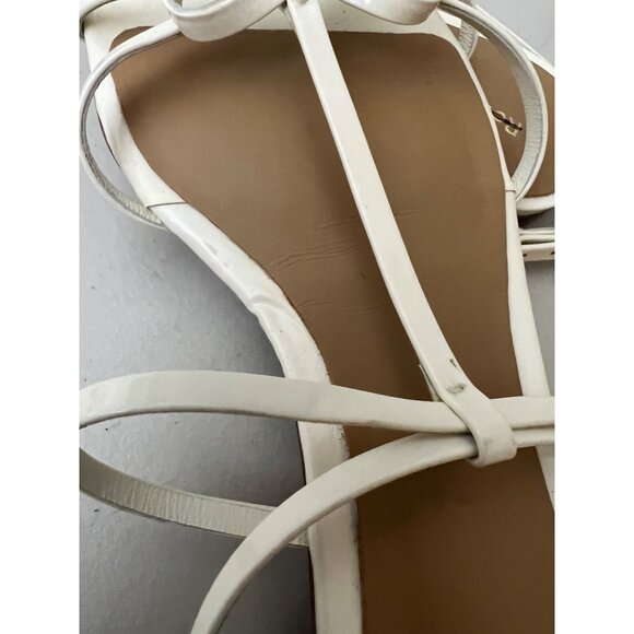 Anthropologie Reformation Maya Bow Sandals Size 6 Patent Leather Ivory - Picture 6 of 7